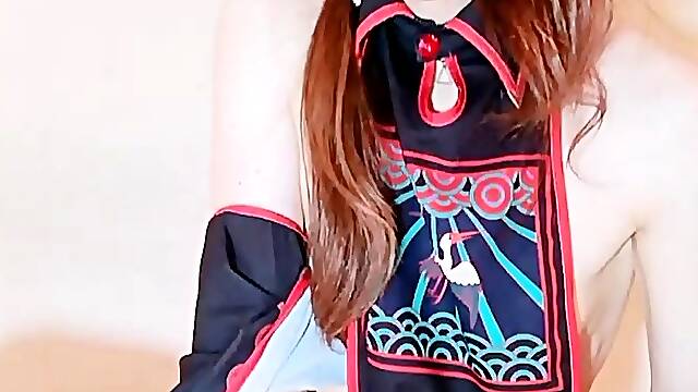 Shemale tranny enjoying solo masturbation