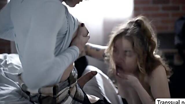 Goth Teen comforted by TS stepmother by banging her vagina