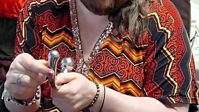 Prepping my toy for a quick prostate massage