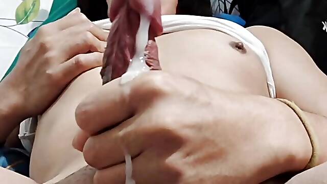 Asian ladyboy get cumshot