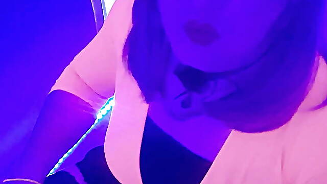 Sofia jerking off in neon light